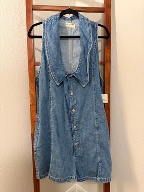 We The Free Free People Dover Playsuit Denim Romper Candy Blue NWT size XL